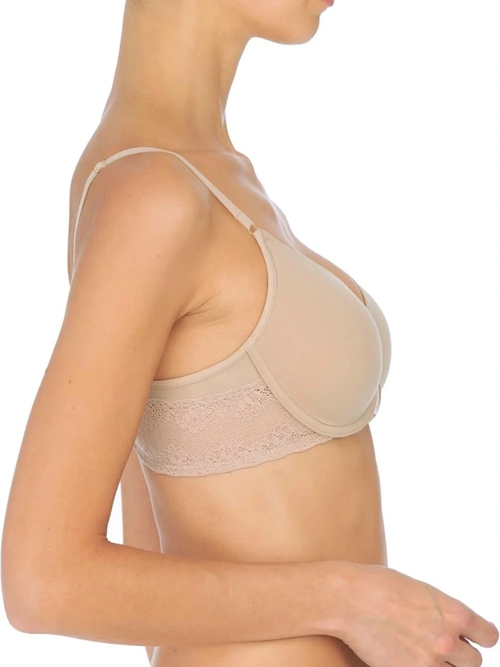 Natori Beige Lace-Trim T-Shirt Bra